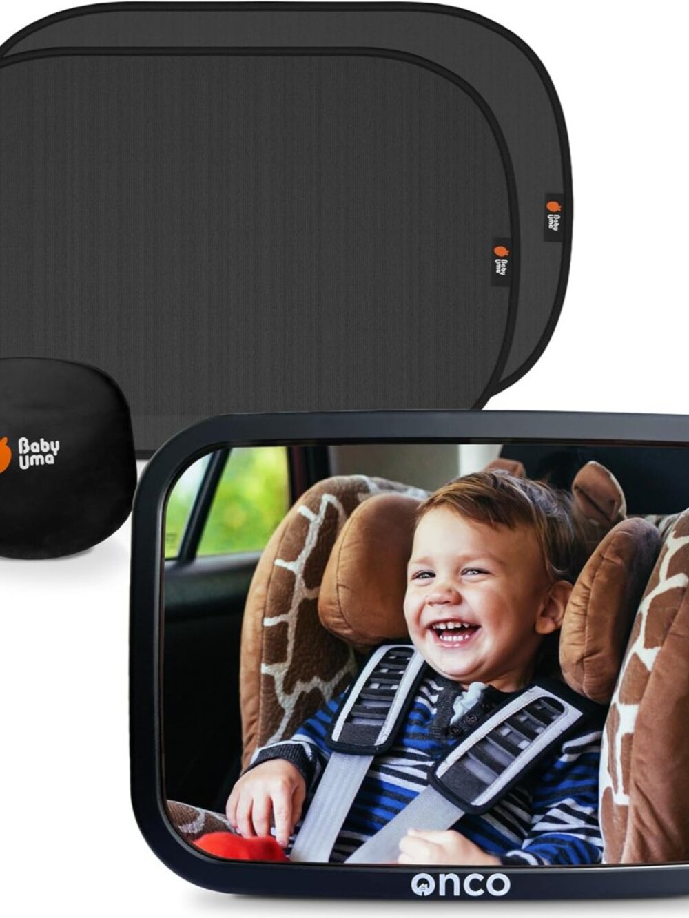 Baby Car Mirror & Window Shade Bundle - UPF 50+ Sun Protection